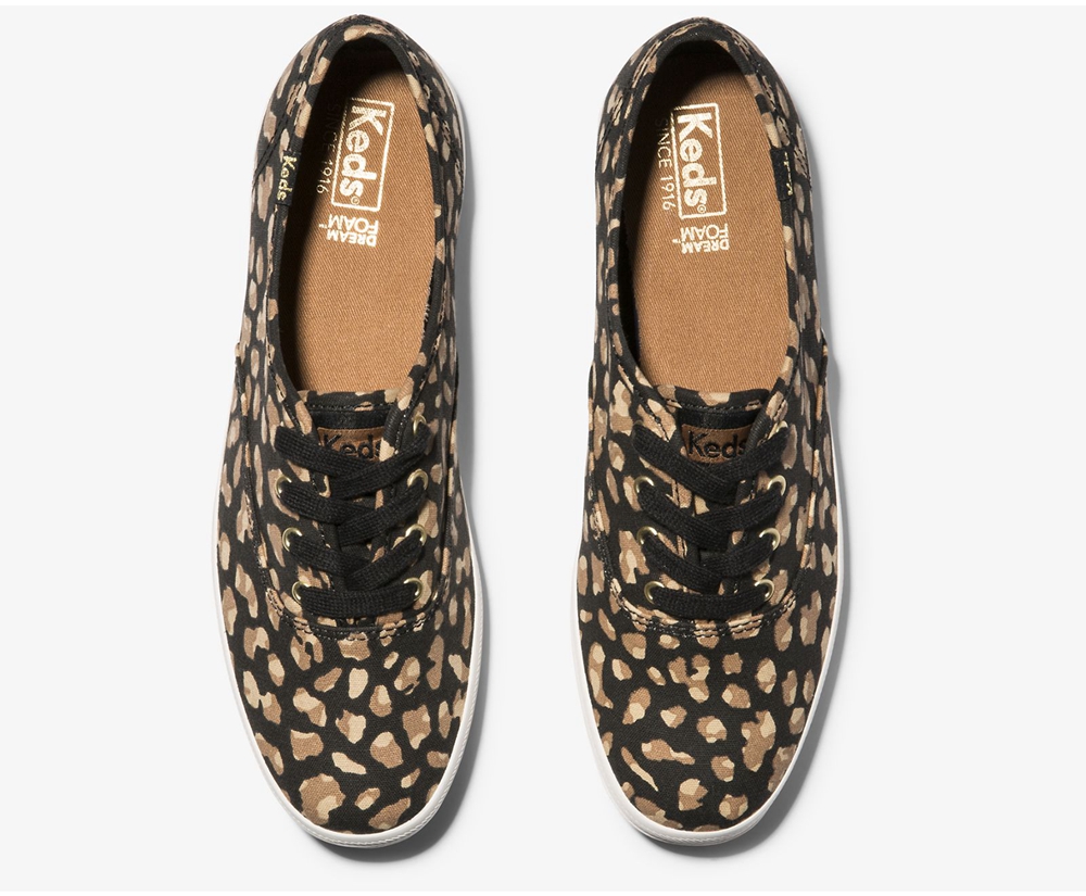 Tenis Keds Mujer Negros/Leopardo - Champion Animal - 4610-ETXAM